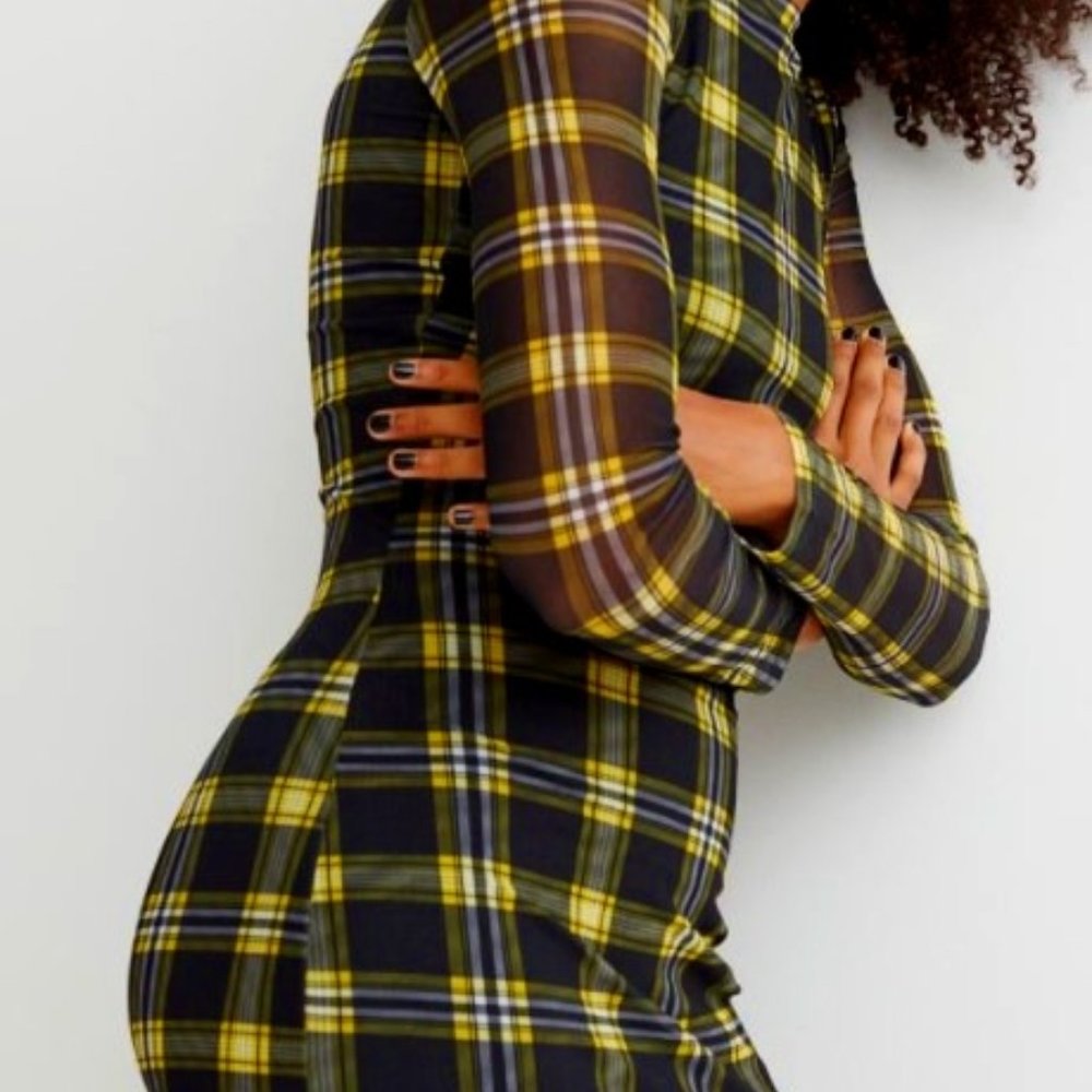 Mesh Dress-checkered